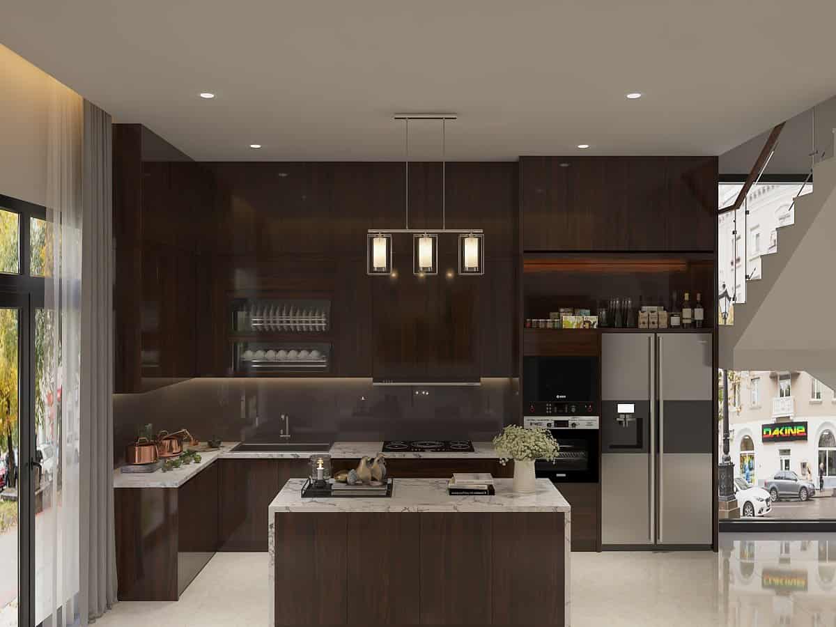Tủ bếp acrylic bóng gương mã BAT01