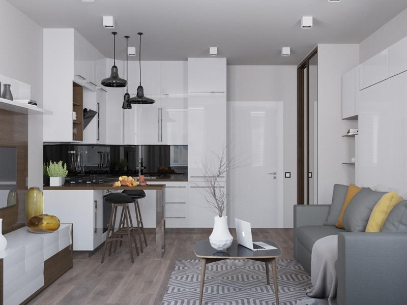 Tủ bếp acrylic màu trắng hiện đại